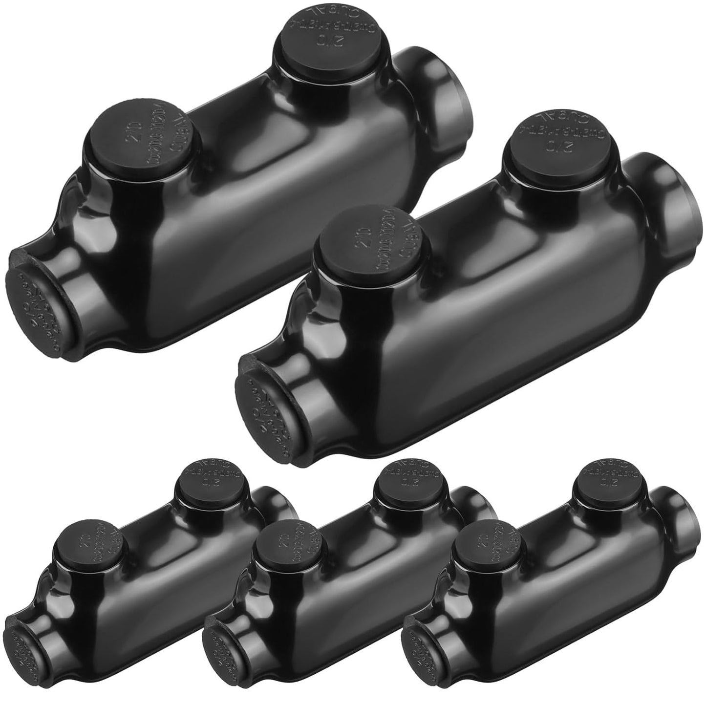 Copkim 5 Pcs Insulated Wire Connectors Black Splice Connector 2 Ports Multi Cable Soldering Lugs Double Side Entry Cable Splicers with Oxide Inhibitor (2-14 Wire Range)