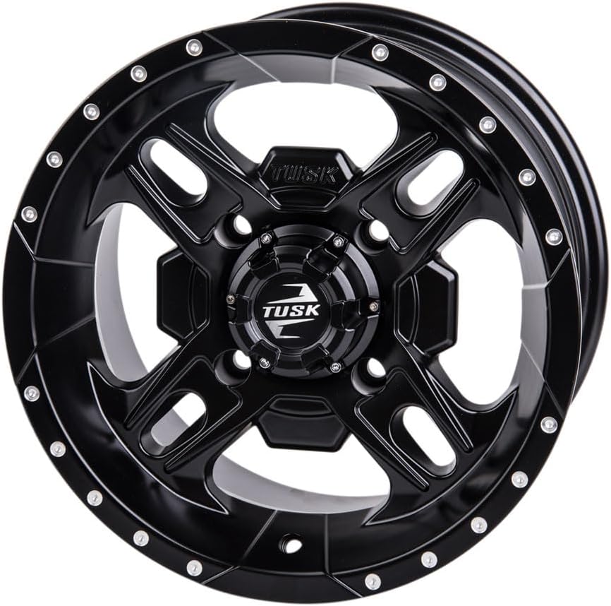 TUSK 4/156 Beartooth Wheel 12x7 4.0 + 3.0 Matte Black for Kawasaki Mule Pro-FXT 820 Ranch Edition 2022-2023