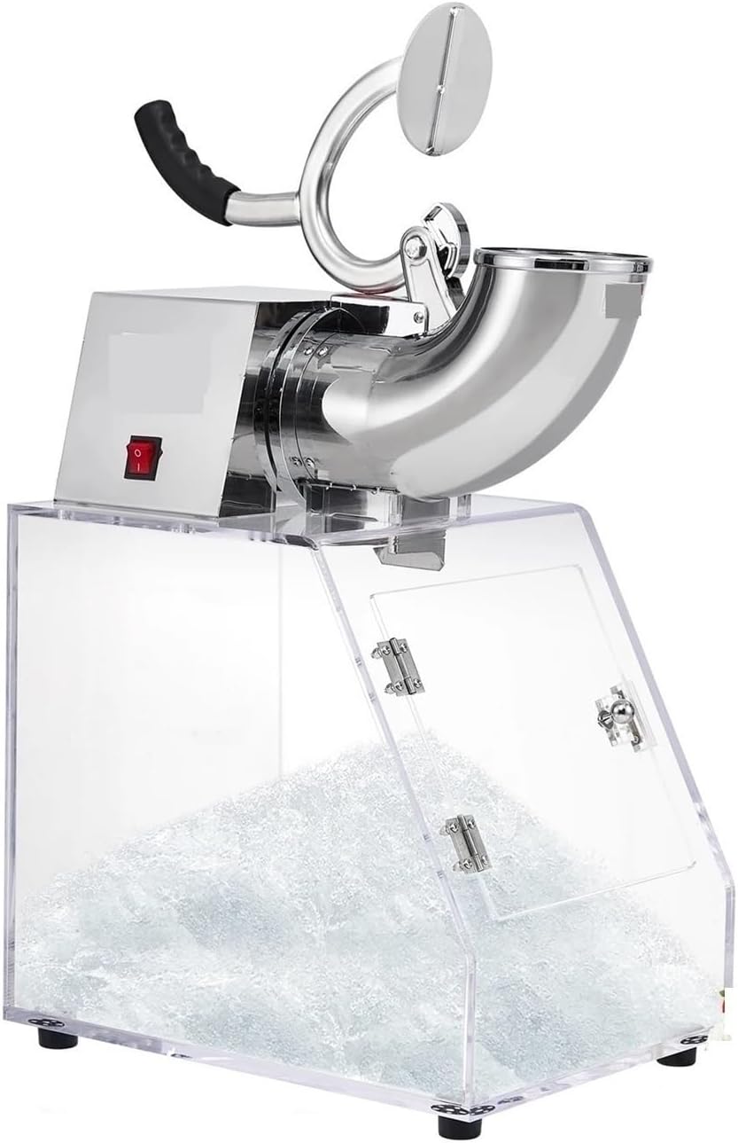 ice Crusher, Commercial Ice er Electric Snow Cone Machine with Dual Blades, Stainless Steel Shaved Ice Machine with Safety On/Off Switch,for Home, Restaurants & Cafes