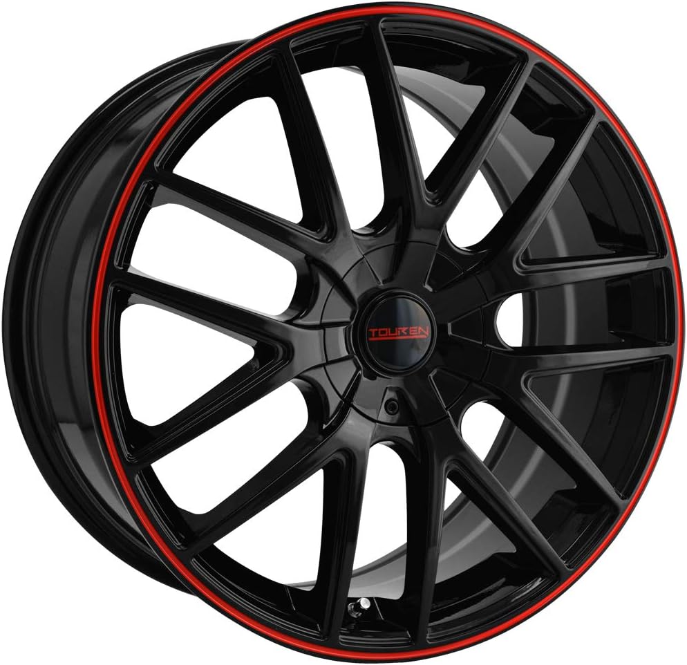 Touren TR60 Black/Red Ring Wheel with Alloy Steel (17 x 7.5 inches /108 x 108 mm, 42 mm Offset)