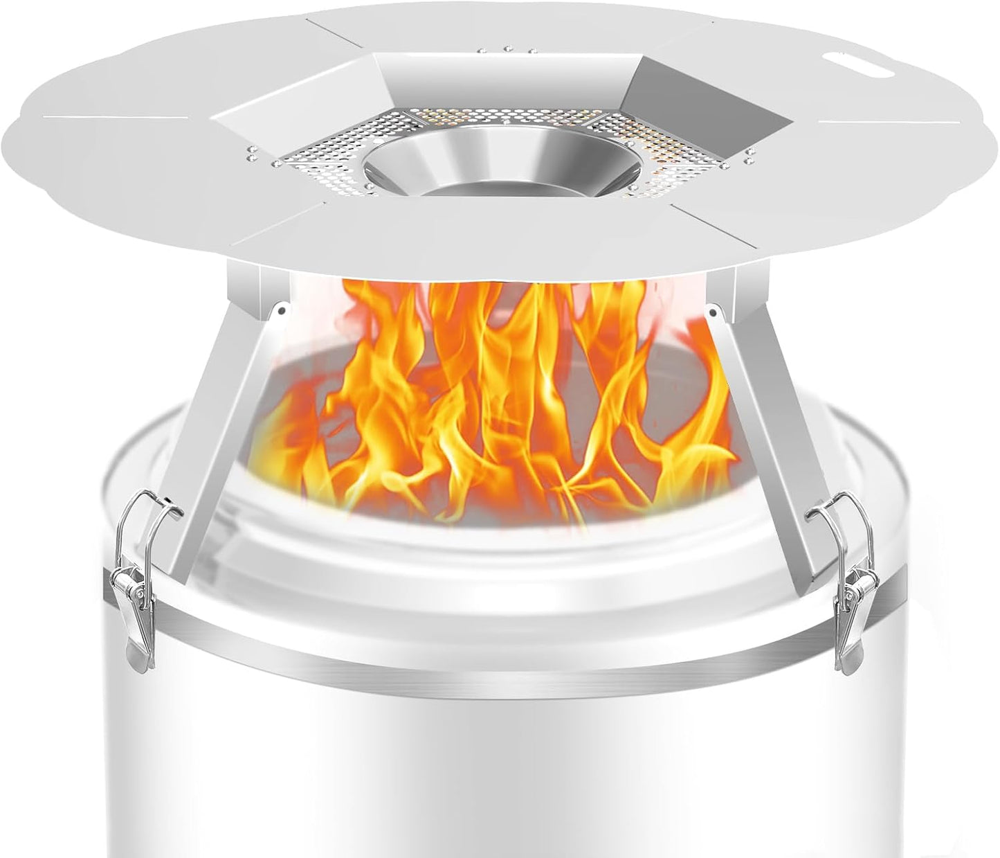 Dirza Heat Deflector Compatible with Solo Stove Bonfire and Other 19.5" Fire Pit -Foldable Legs for Space-Saving Storage,Locking Ring Prevents Dropping,Accessories for Fire Pit, 304 Stainless Steel