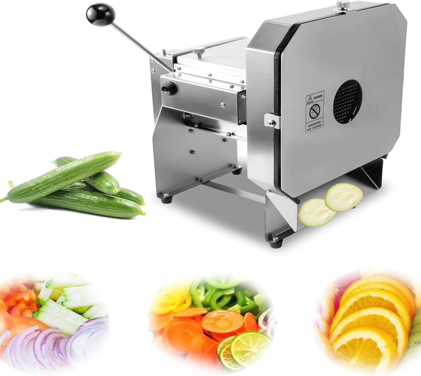 Stainless Steel Manual and Electric Dual-purpose,Commercial Vegetable and Fruit Cutting Machine,Cabbage Shredder, Home Potato Slicing Machine, 0-0.4in Adjustable Slice Thickness, 120W