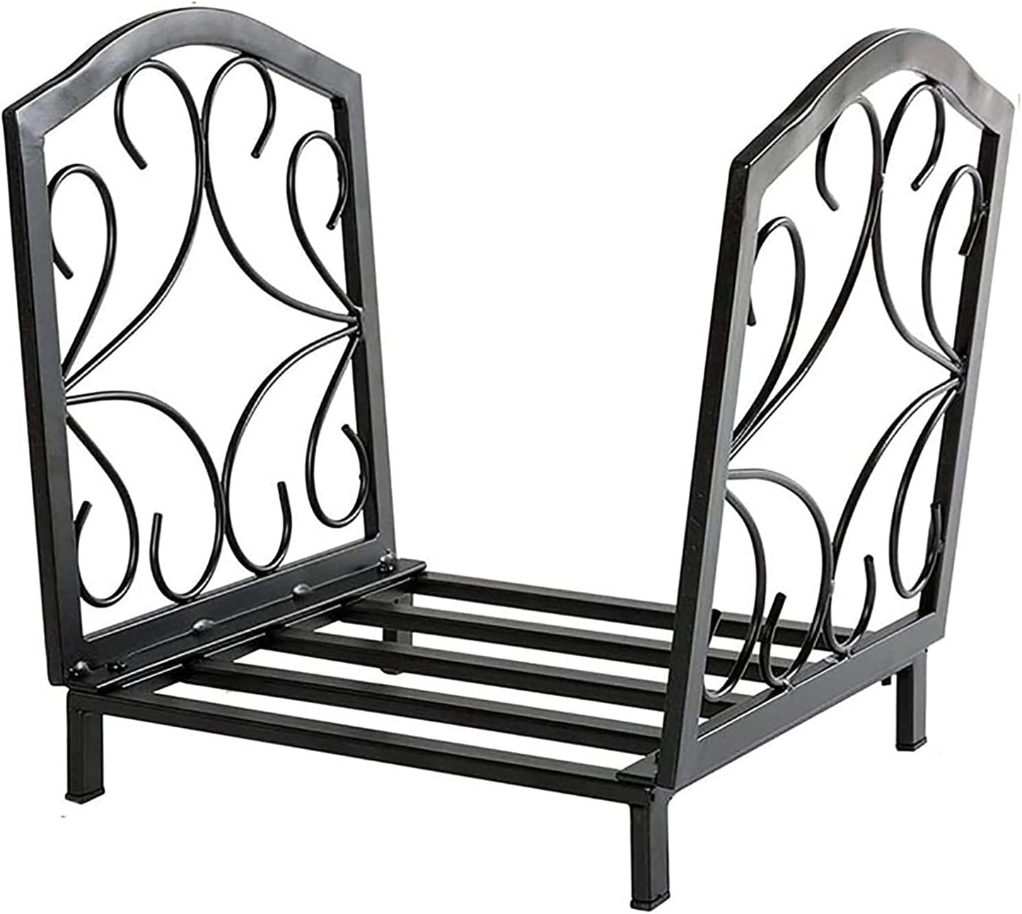 Firewood Rack Firewood Holder, Vertical Firewood Log Rack Wrought Iron Wood Storage Holder 14.9Inch Tall, Fireplace, Easy Assembly