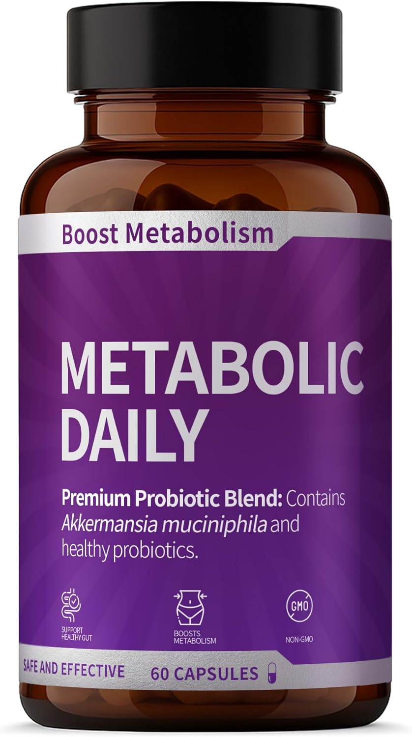 Metabolic Daily, 60 Capsules Metabolism Booster Supplement with Akkermansia Muciniphila | Supports Healthy Metabolism & Sustained Energy | Probiotic Formula for Men & Women