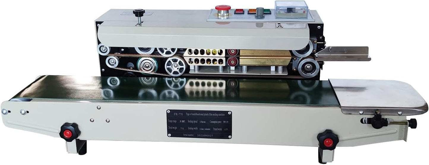 HQHAOTWUContinuous Sealing Machine, Automatic Horizontal Continuous Sealing Machine for Aluminum foil bag, plastic bag, 110V, FR-770