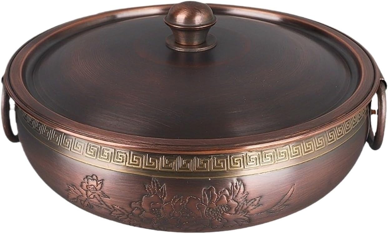 Chinese Hot Pot Shabu Shabu Pot Induction Copper Hot Pot Beijing Shabu-shabu Pot Soup Pot for Domestic Commercial Use Hotpot (Color : A, Size : 32cm)