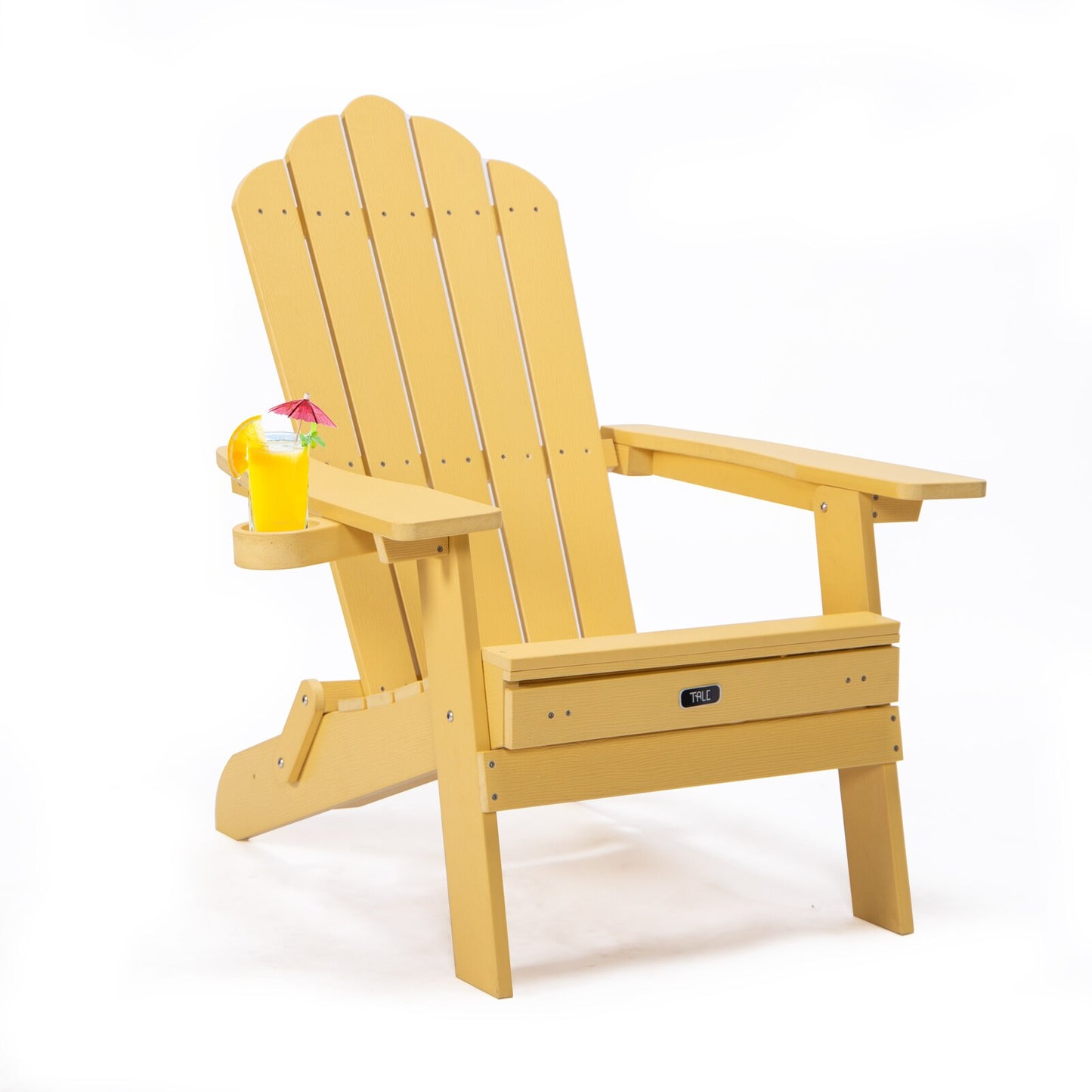 Maocao Hoom Yellow Polyethylene Frame Stationary Adirondack Chair with Slat Seat