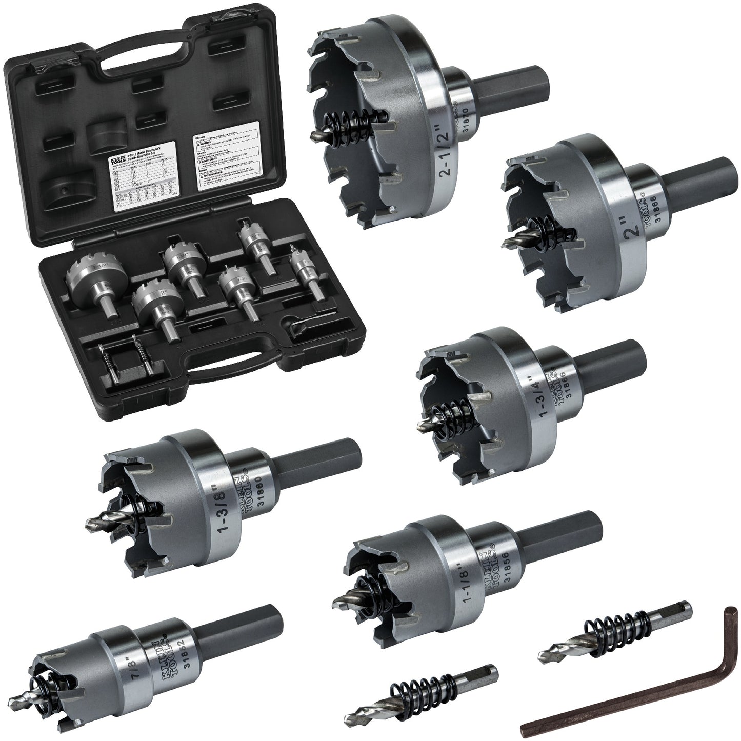 Klein Tools Carbide-tipped Arbored Hole Saw Kit Set (6-Piece) with Hard Case 31873