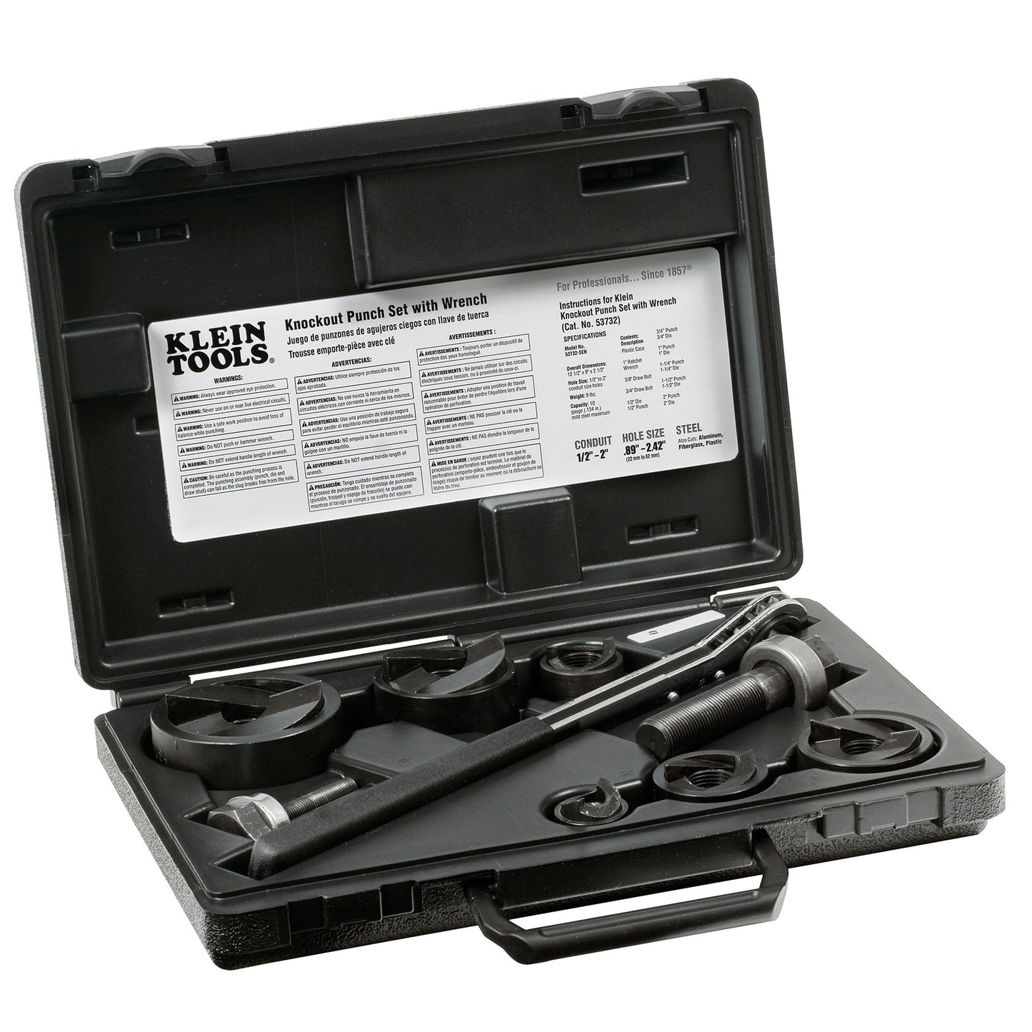 Klein Tools Multiple Sizes Manual Knockout Punch Set 53732SEN