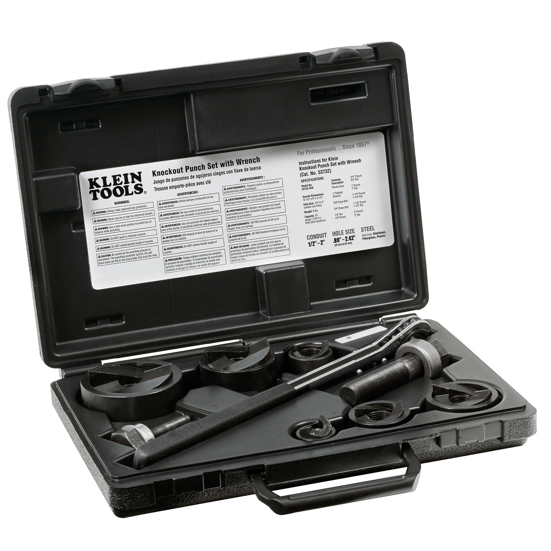 Klein Tools Multiple Sizes Manual Knockout Punch Set 53732SEN