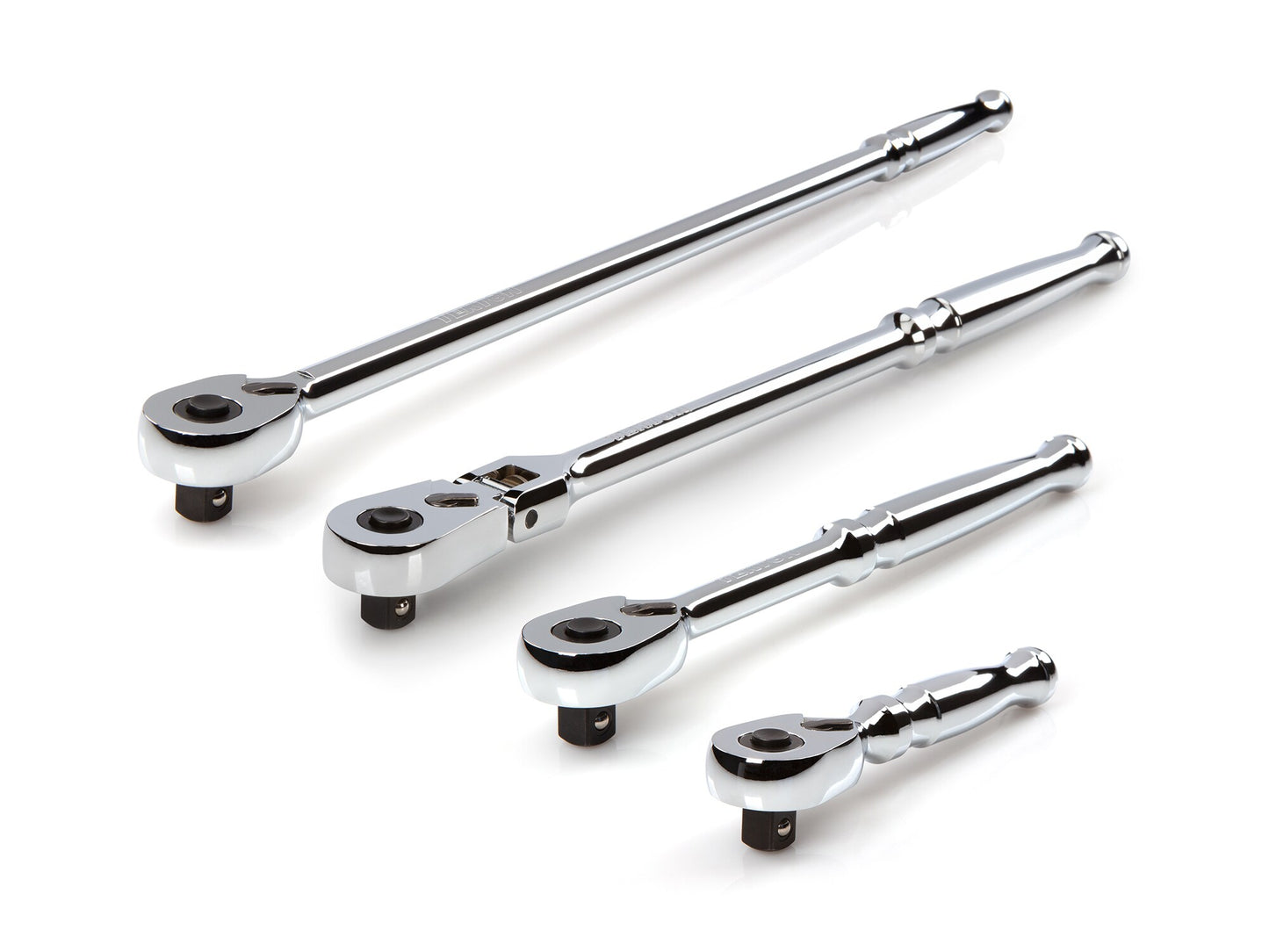 TEKTON 4-Piece 90-Tooth 3/8-in Drive Full Polish Handle Flexible Head Ratchet Set SRH99112