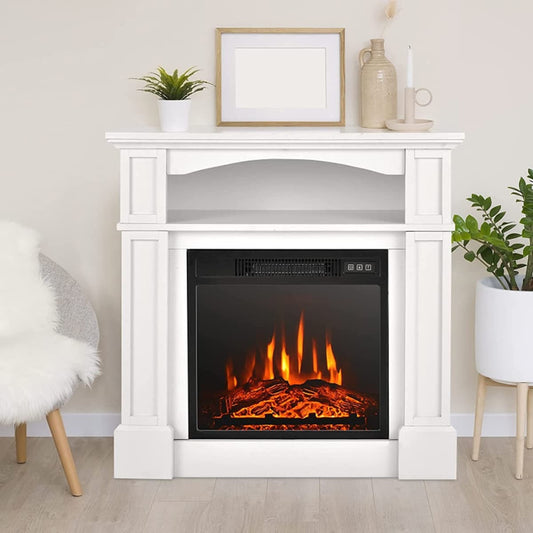 Clihome 32-in W White Fan-forced Electric Fireplace CL-WHUS-10102