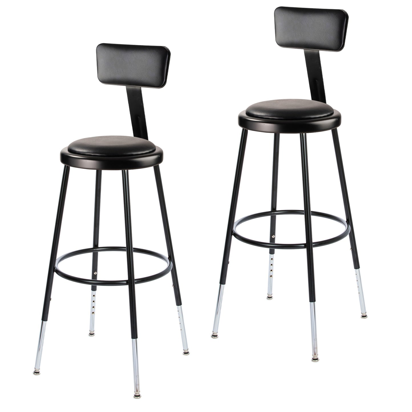 Hampden Furnishings Otto 24-inch Padded Work Seat with Backrest, 300 lbs. Weight Capacity, Black, Set of 2 HMD6400BBK-HB/2
