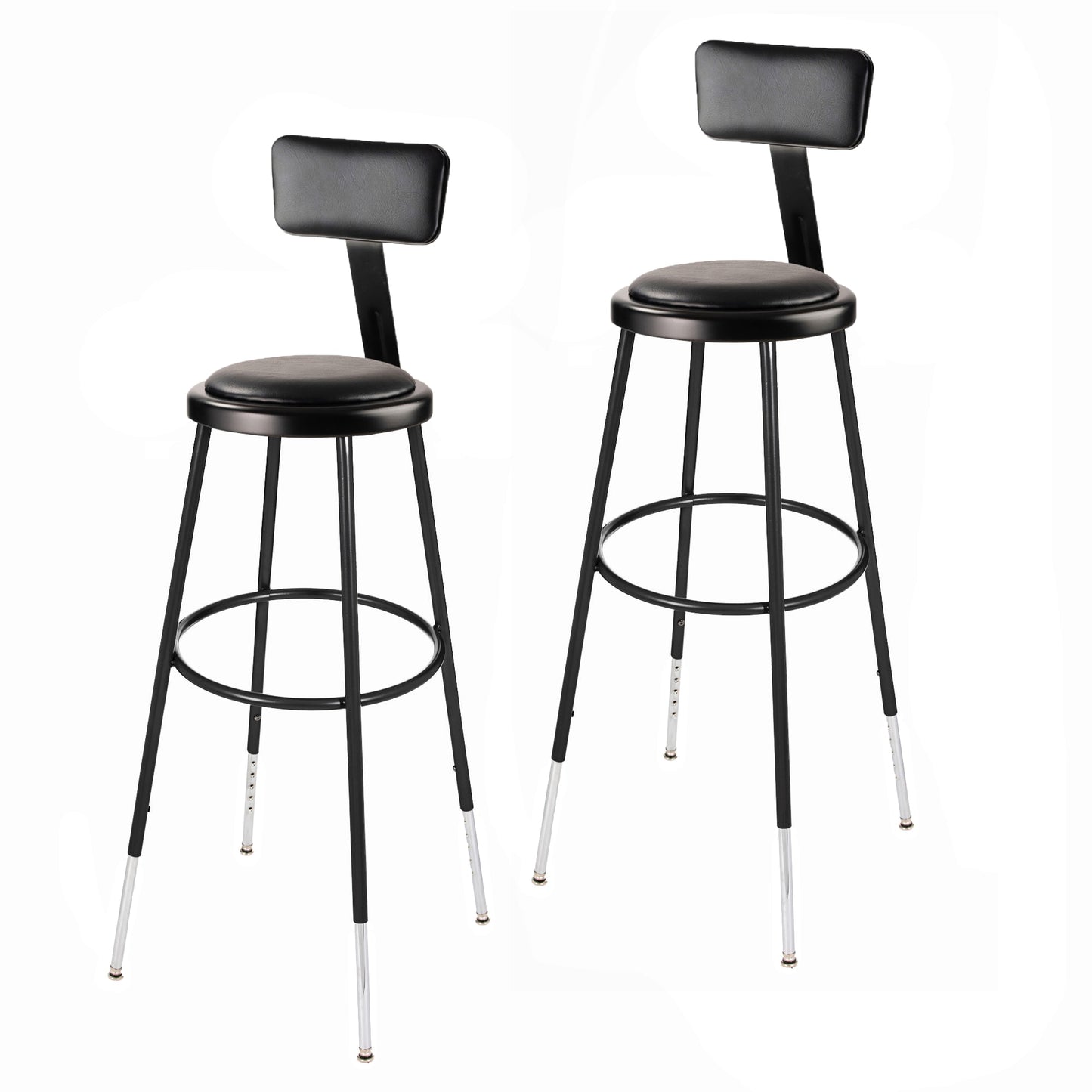 Hampden Furnishings Otto 30-inch Padded Work Seat Stool with Backrest, 300 lbs. Weight Capacity, Black, Set of 2 HMD6400CBK-HB/2