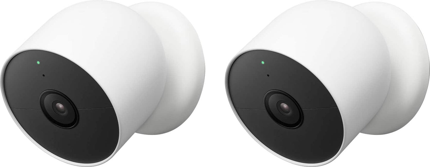 Google - Nest Cam 2 Pack Indoor/Outdoor Wire Free Security Cameras - Snow