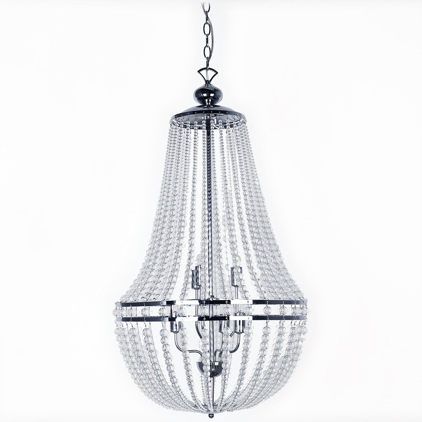 Dainolite Dawson 6 -Light Polished Clear Transitional For Use in Bathrooms, Bedrooms, Dining Rooms, Foyers, Kitchens, Living Rooms Chandelier
