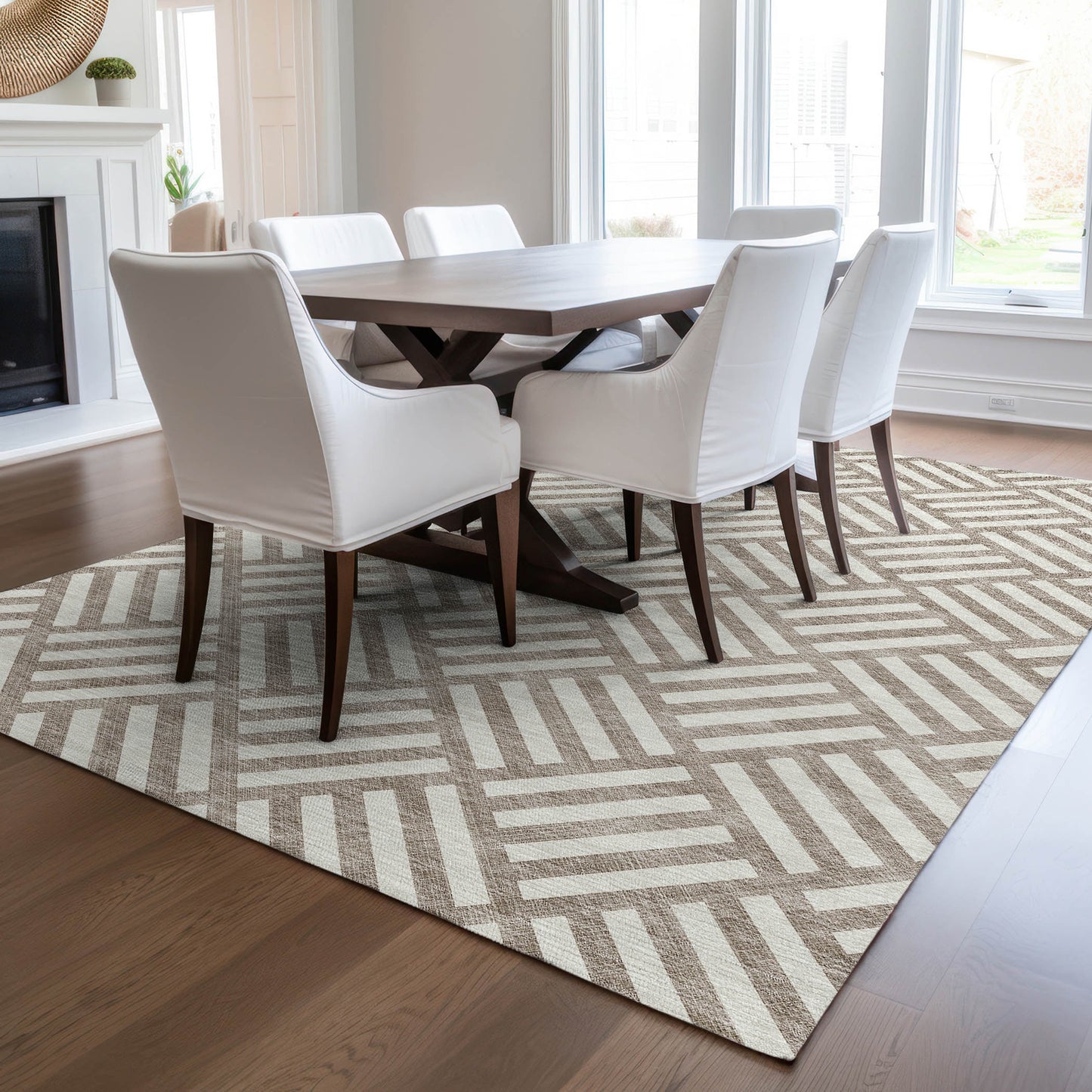 Addison Rugs Chantille ACN620TP 9 x 12 (ft) Taupe Rectangular Indoor/Outdoor Geometric Machine washable Area rug