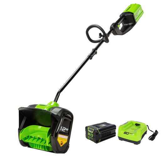 Greenworks Pro 80-volt 12-in Single-stage Push Battery Powered Snow Shovel 2 Ah (Battery and Charger Included) SS80L210