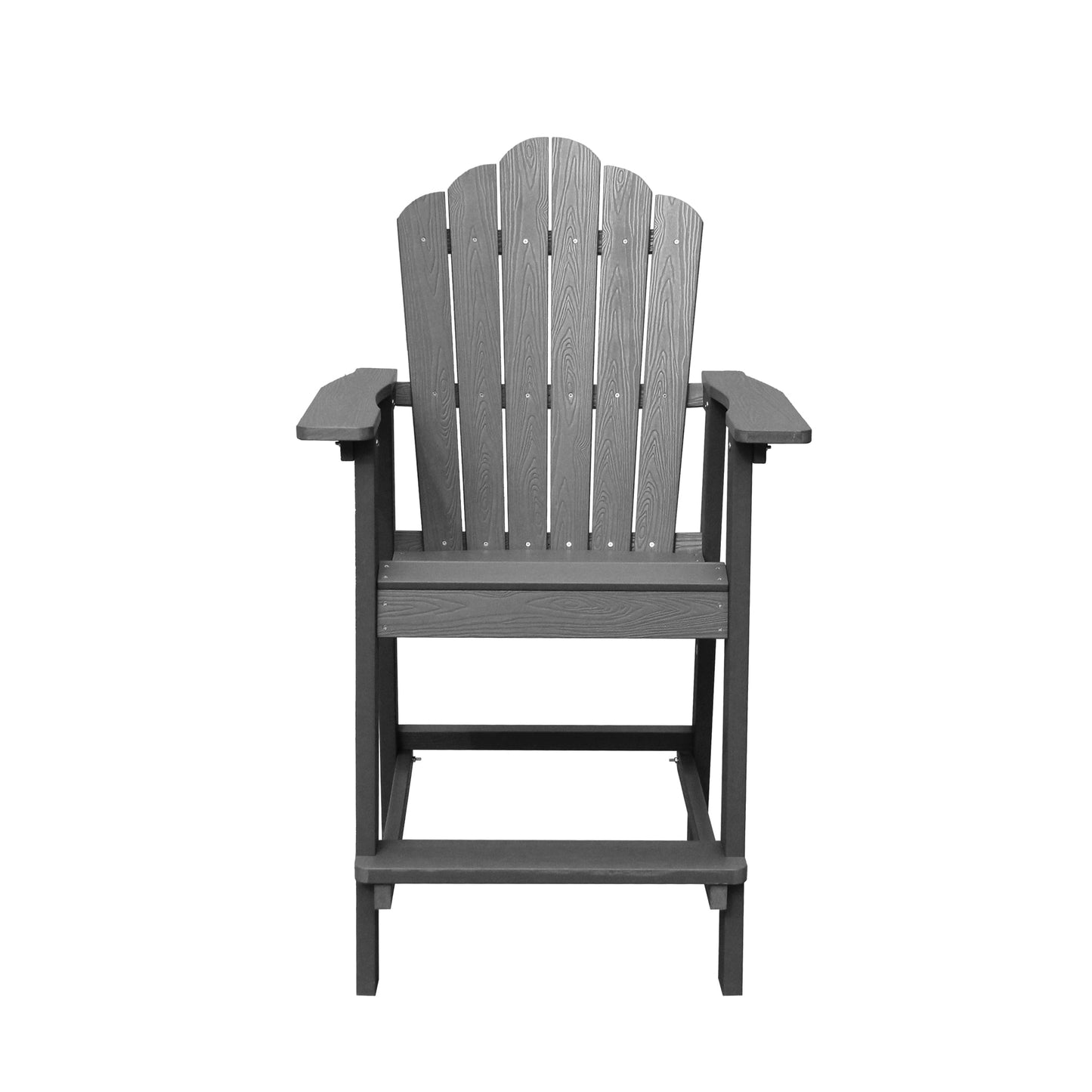 Mondawe Gray HDPE Frame Stationary Adirondack Chair with Slat Seat