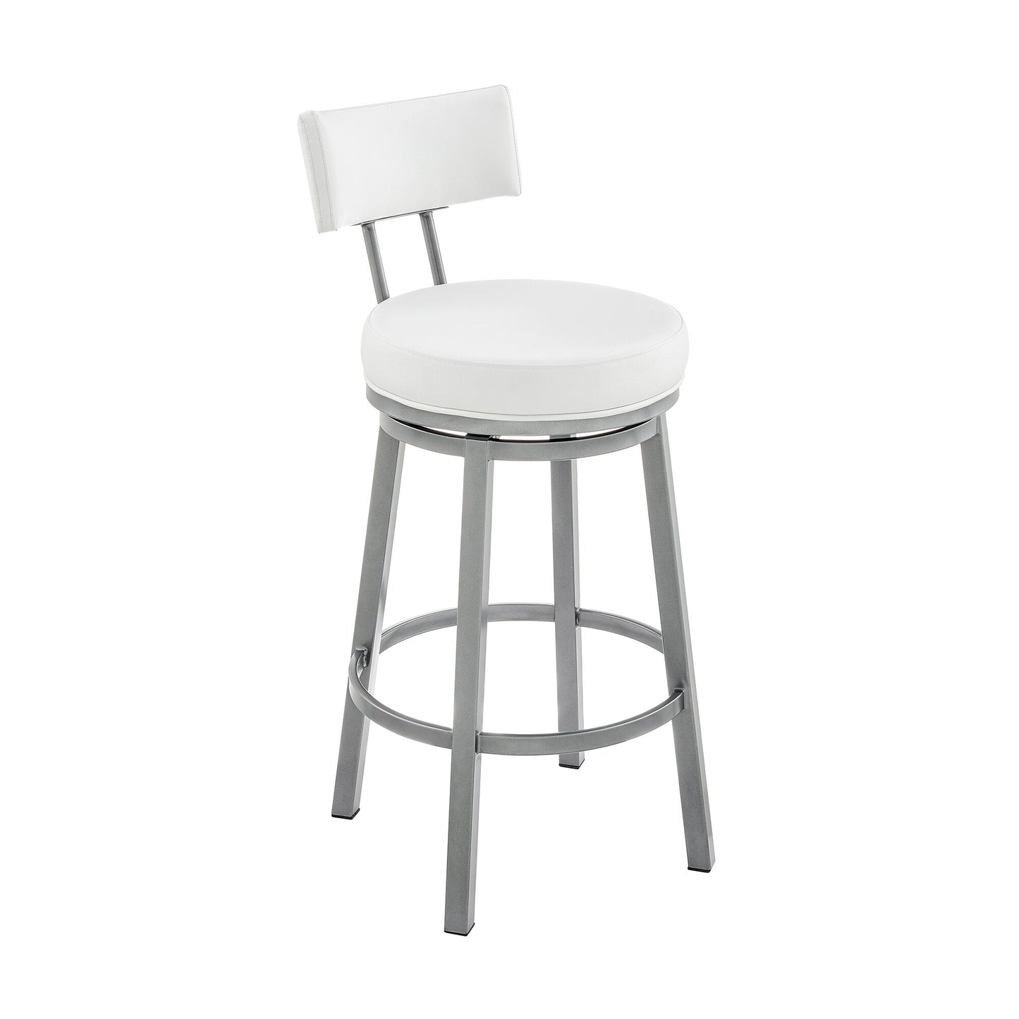 Armen Living Cloud Finish 30.0-Inches H Bar height Bucket seat Upholstered Swivel Metal Bar Stool and Back