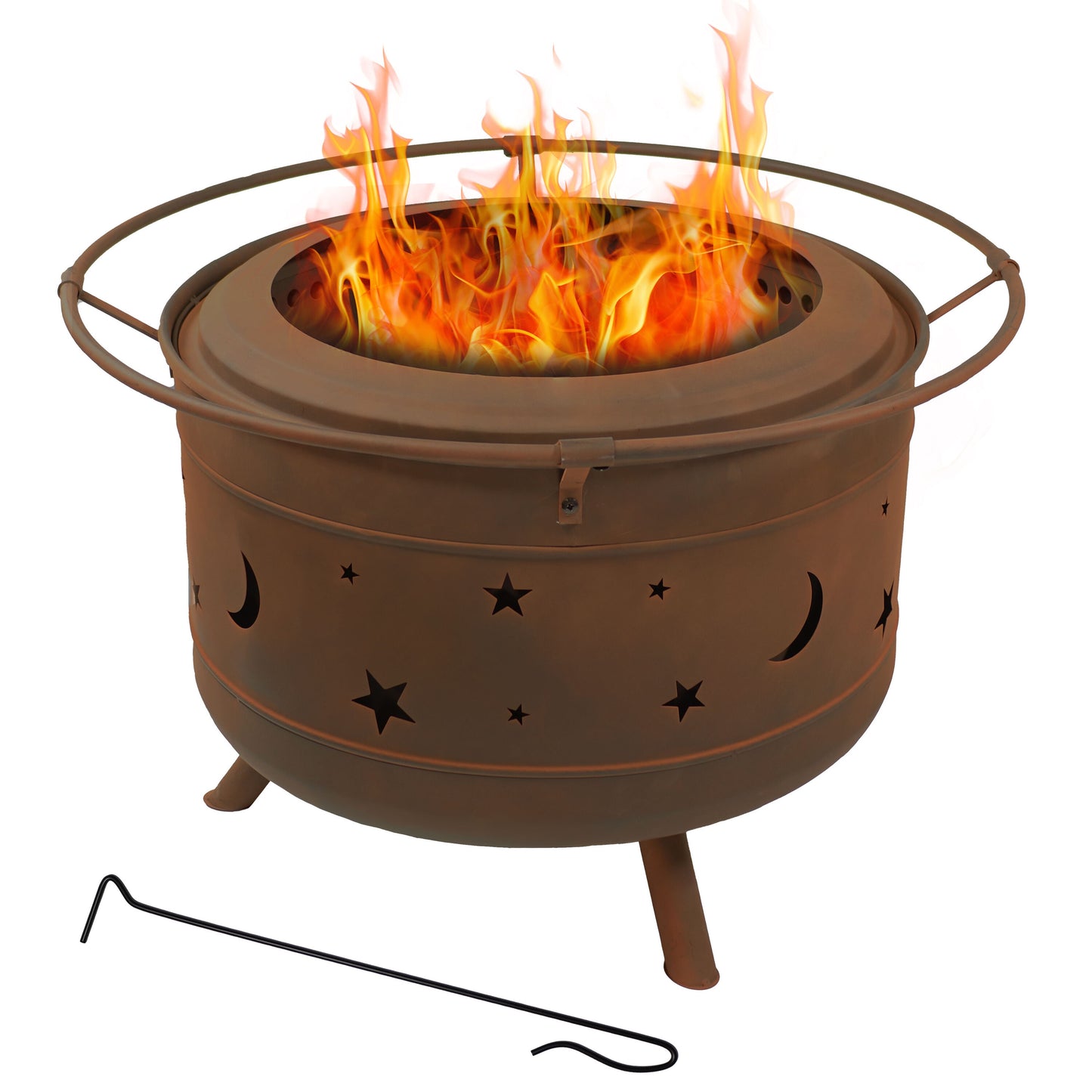 Sunnydaze Decor 30-in W Steel Round Portable Wood-Burning Fire Pit