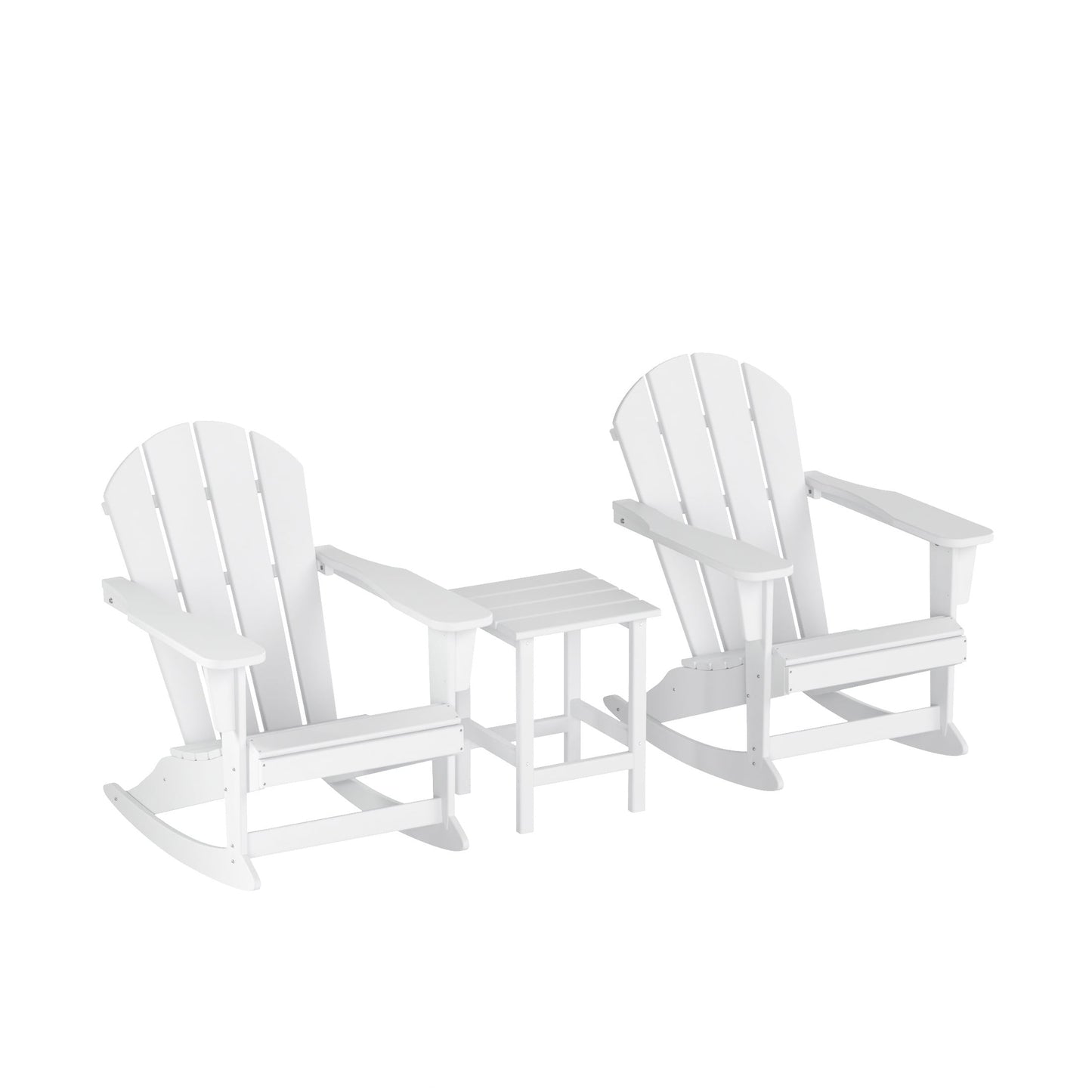 Westin Furniture Laguna Set of 2 White HDPE Frame Rocking Chair with Slat Seat