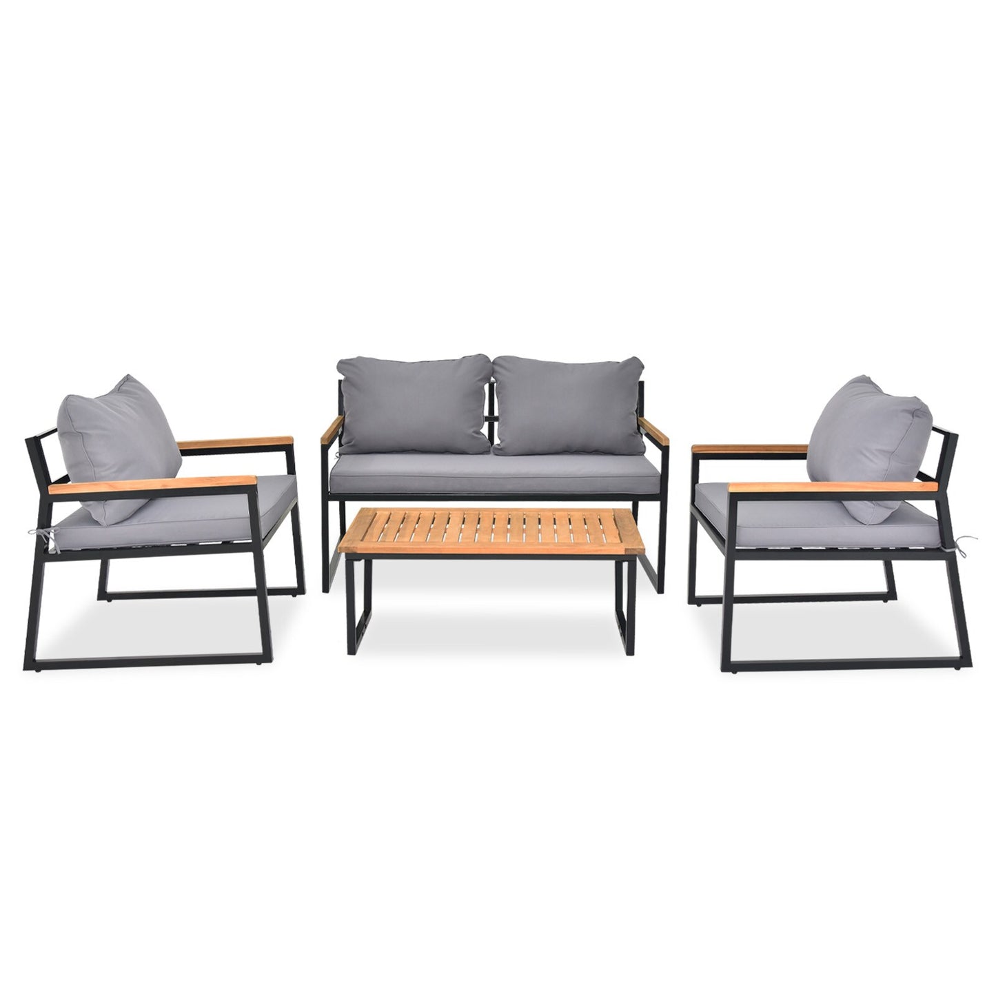 Winado 4 -Piece Patio Conversation Set with Gray Cushions