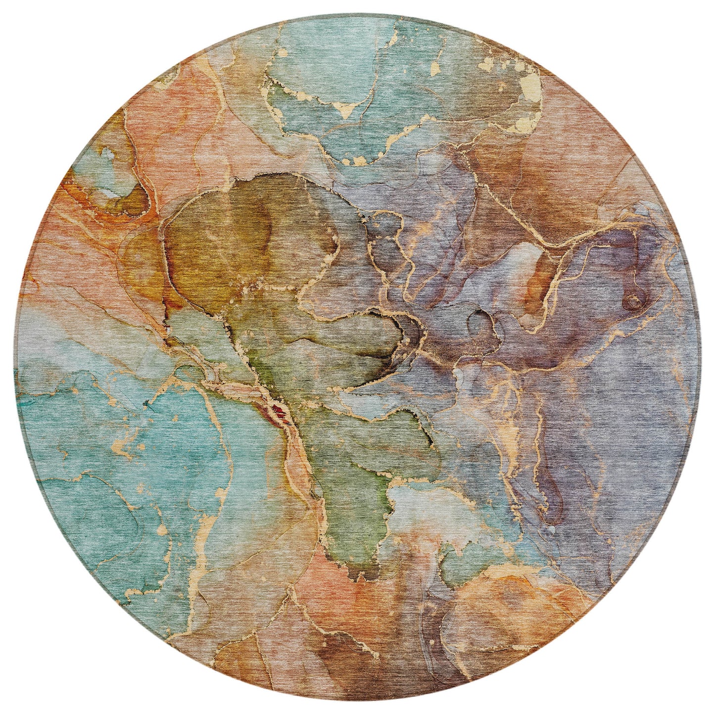 Addison Rugs Chantille ACN689CR 8 x 8 (ft) Coral Round Indoor/Outdoor Geometric Machine washable Area rug