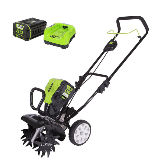 Greenworks 80-volt Lithium Ion Forward-rotating Cordless Electric Cultivator (Battery and Charger Included) TL80L210