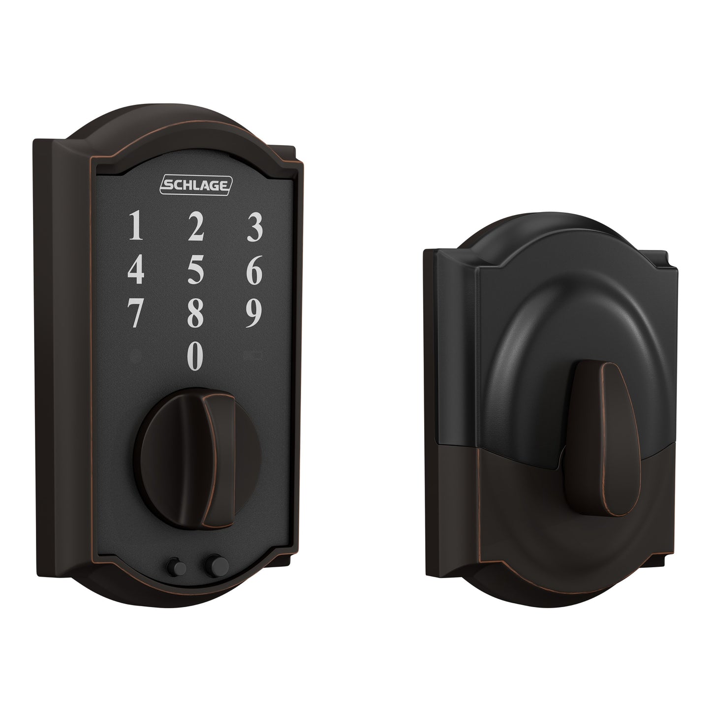 Schlage Touch Camelot Aged Bronze Electronic Deadbolt Touchscreen Keypad BE375 V CAM 716