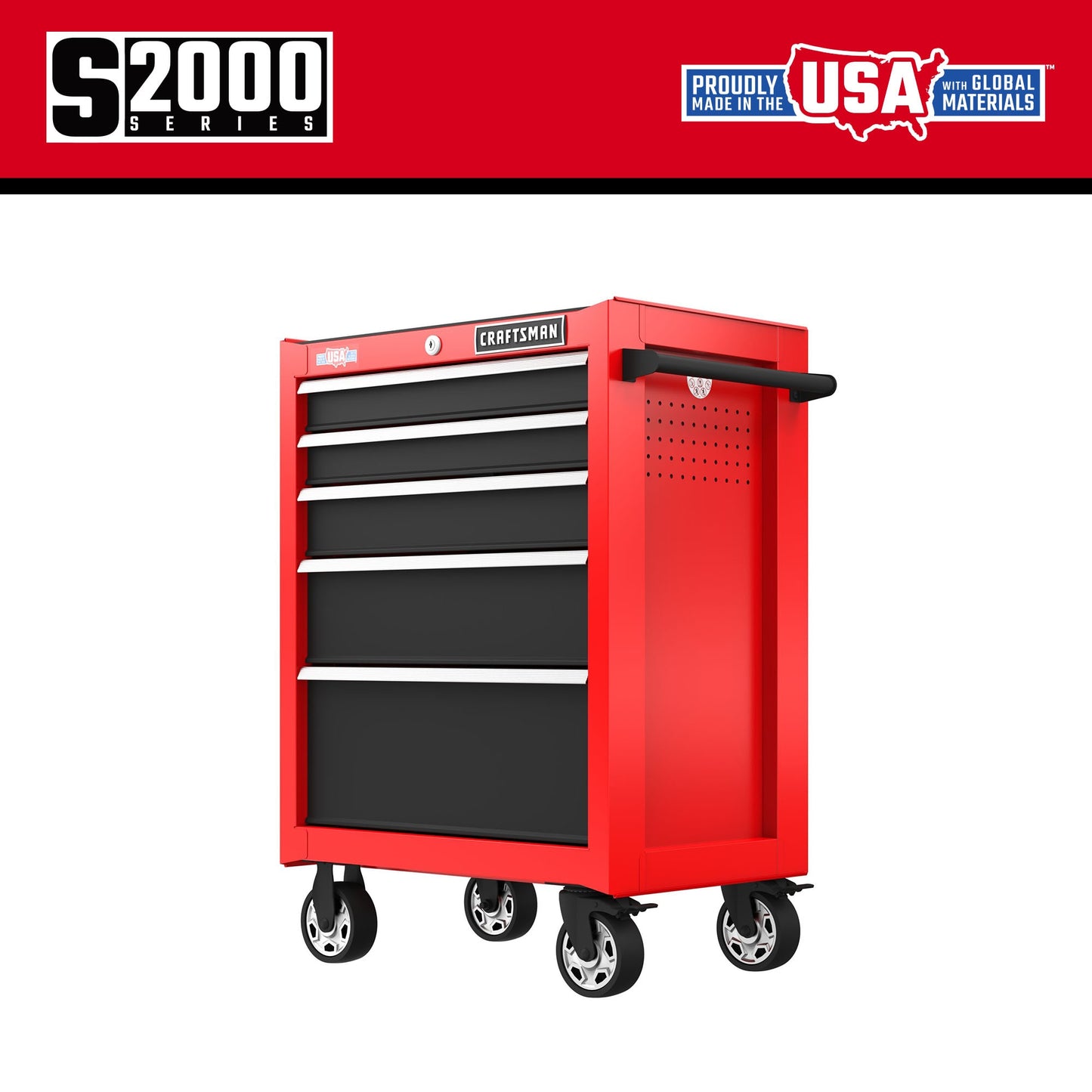 CRAFTSMAN 2000 Series 26-in W x 36.5-in H 5-Drawer Steel Rolling Tool Cabinet (Red) CMST98268RB