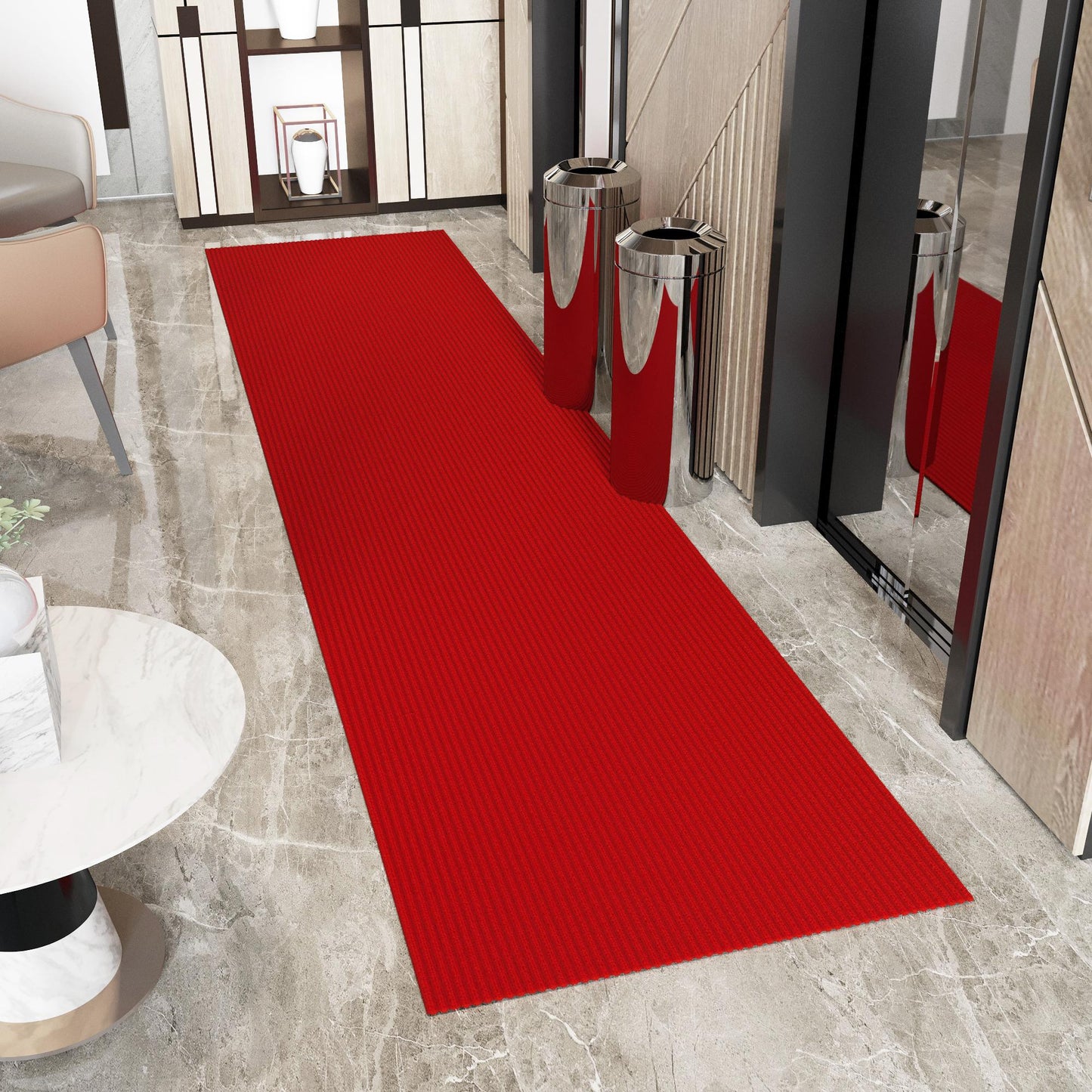 Ottomanson 3 ft 11 in x 51 ft Extra Long Hallway Runner 4 x 51 (ft) Loomed Red Rectangular Indoor/Outdoor Solid Industrial Pet Friendly Runner rug