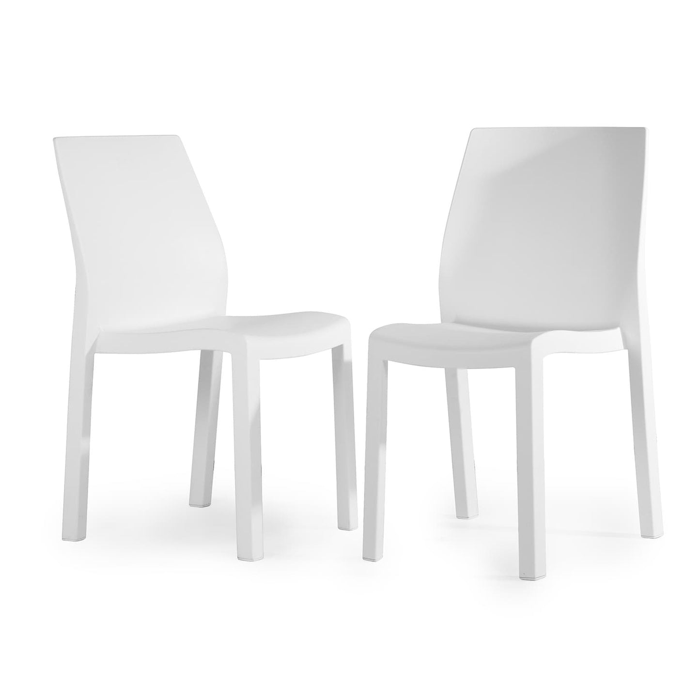 World Rug Gallery SeriesW1 Set of 2 Stackable White Resin Frame Stationary Dining Chair with Solid Seat