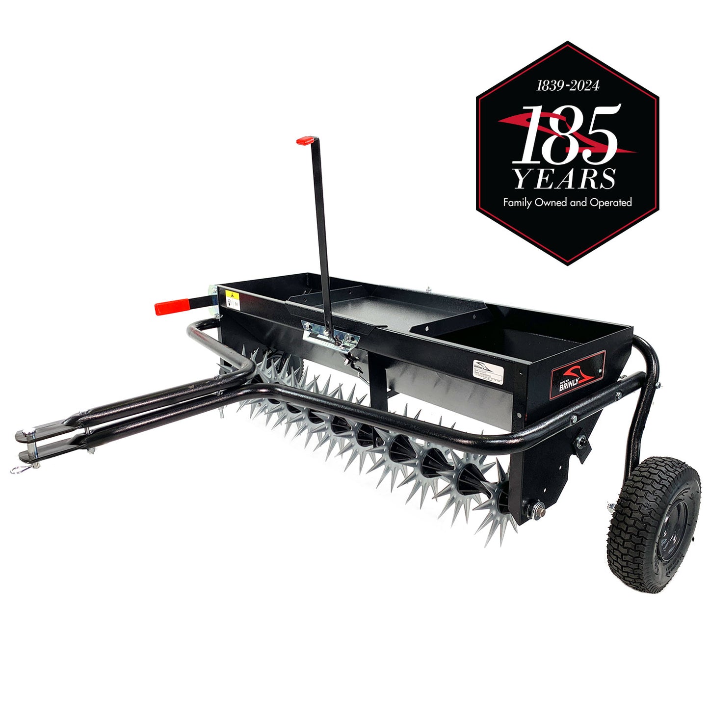 Brinly 40-in Aerator Spreader with Weight Tray, Pneumatic Tires, Hitch Pin Included AS2-40BH-P