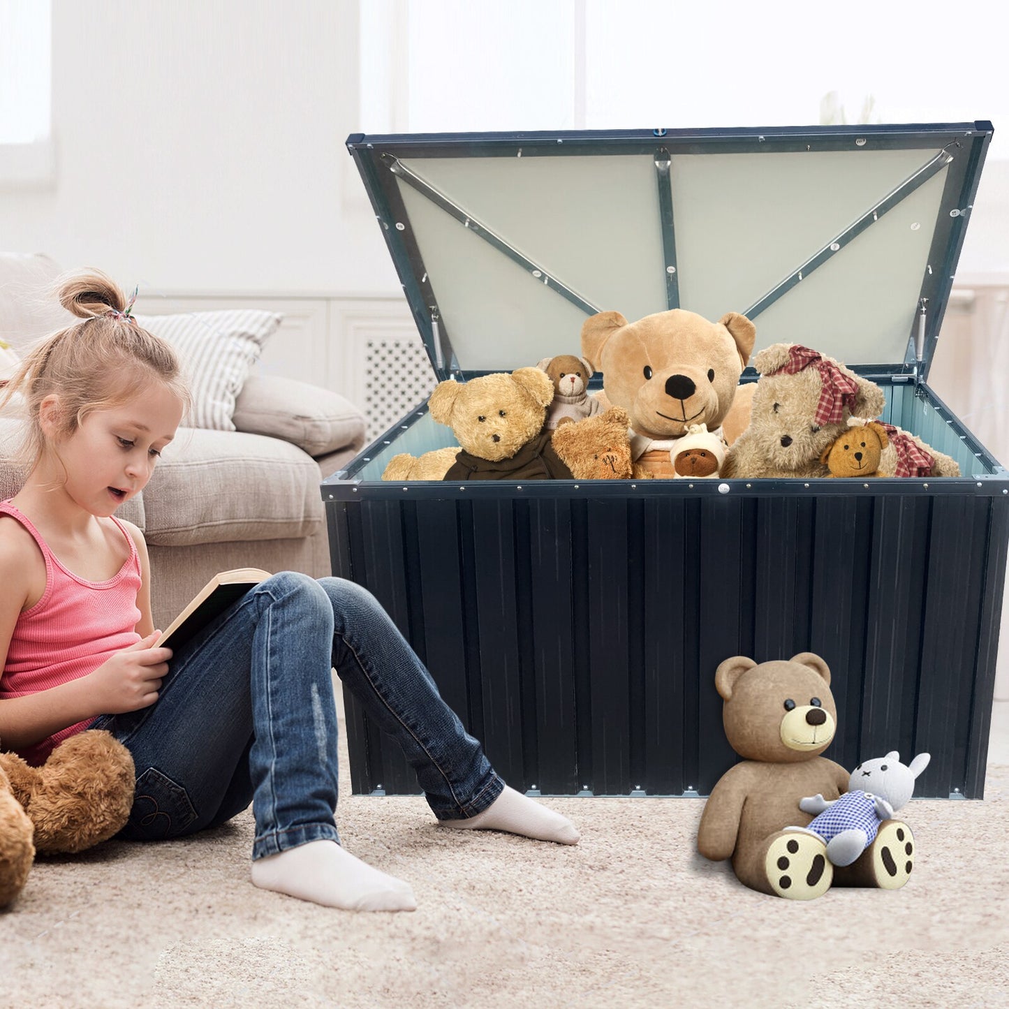 JIMSMAISON 161-Gallon Black Metal Deck Box