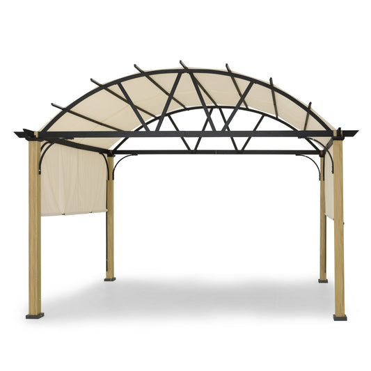 10-ft W x 13-ft L x 9-ft H Beige Metal Freestanding Pergola with Canopy