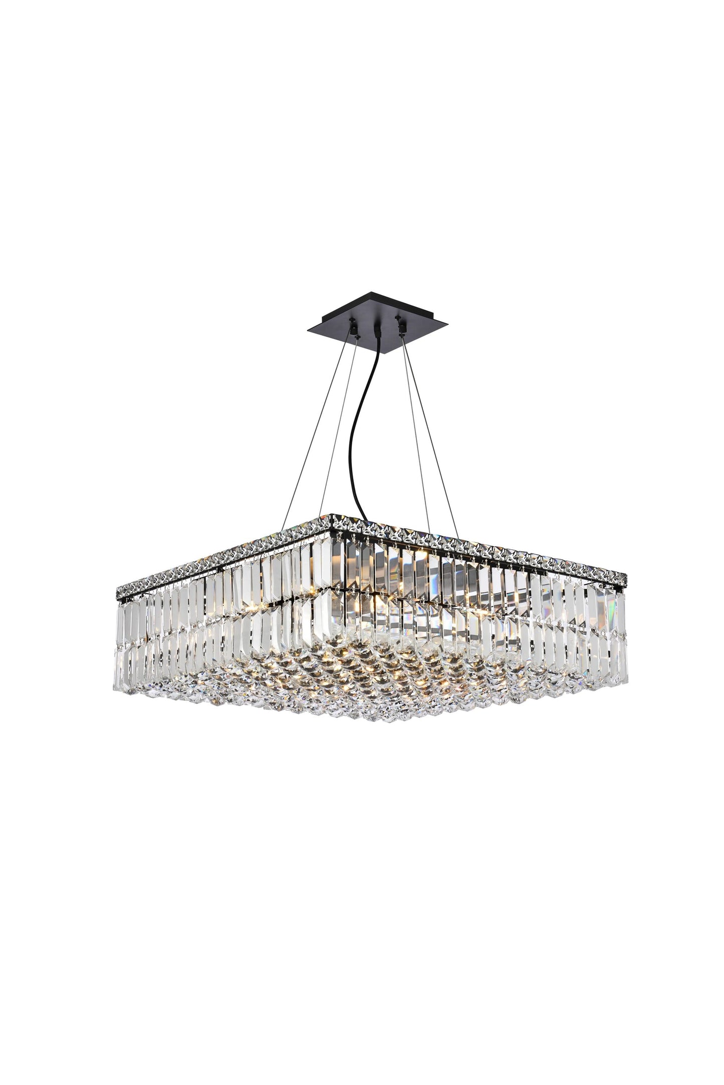Elegant Decor Home Furnishing 12 -Light Black Transitional Crystal For Use in Bathrooms, Bedrooms, Dining Rooms, Foyers, Kitchens, Living Rooms Chandelier