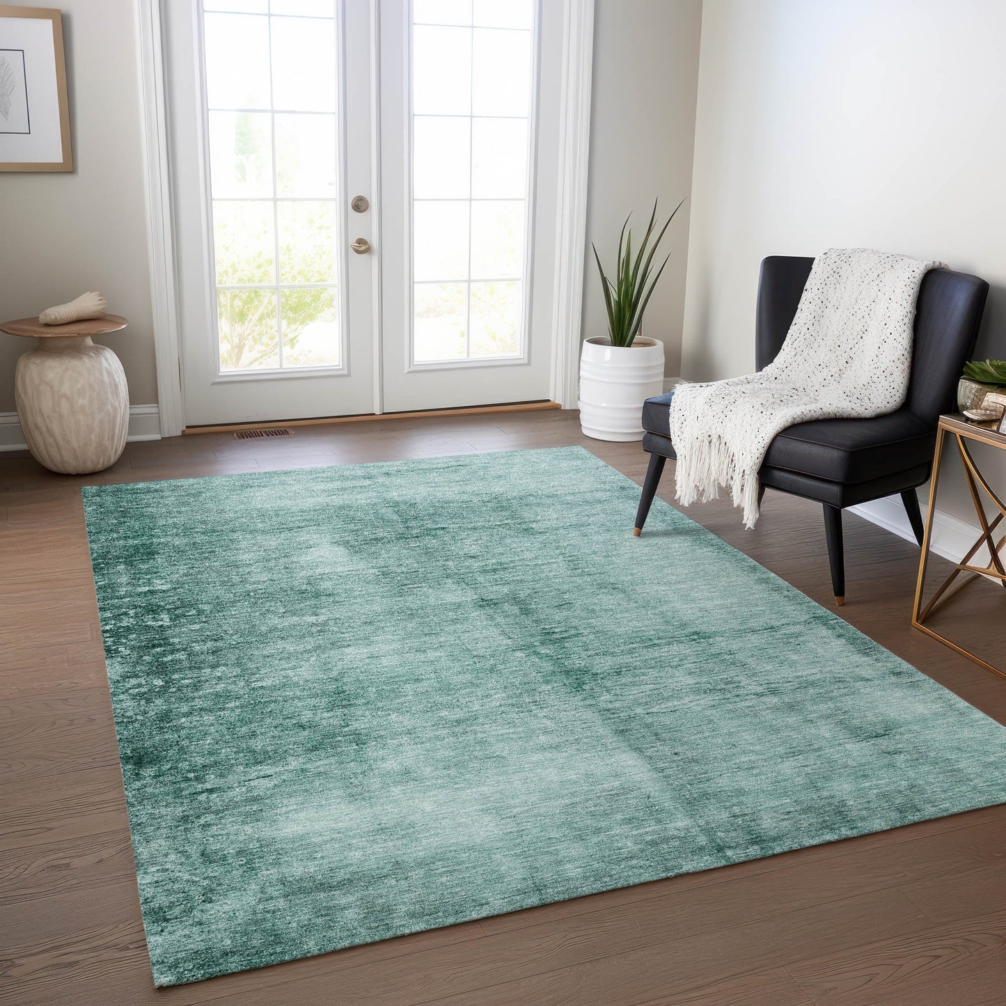 Addison Rugs Chantille ACN1884TE 8 x 10 (ft) Loomed Teal Rectangular Indoor/Outdoor Geometric Machine washable Pet Friendly Area rug