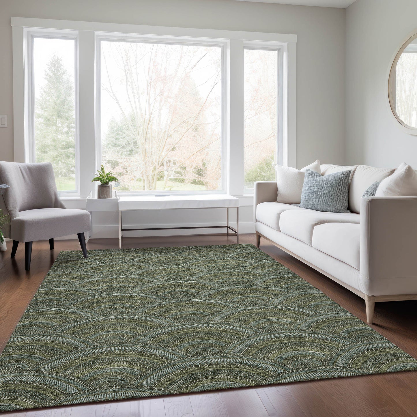 Addison Rugs Chantille ACN984OL 8 x 10 (ft) Loomed Olive Rectangular Indoor/Outdoor Machine washable Pet Friendly Area rug