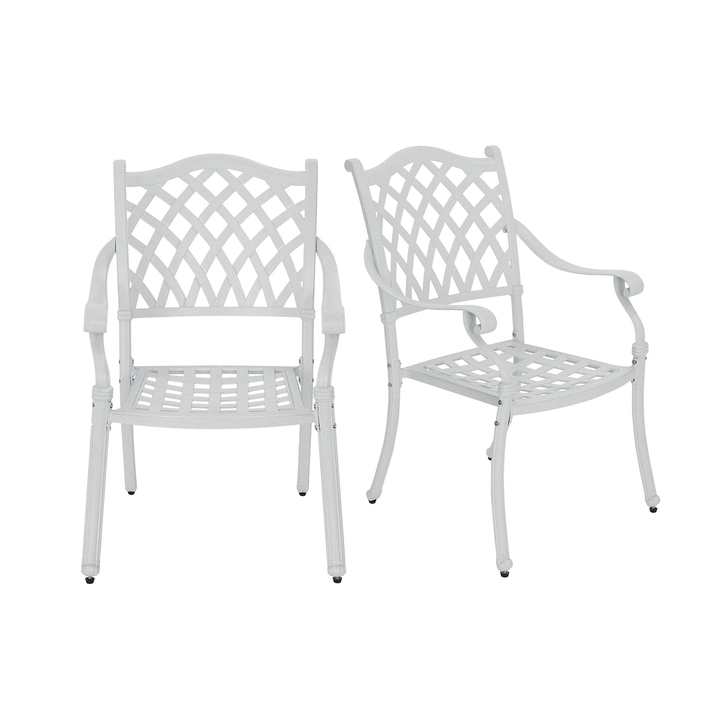 Mondawe Set of 2 White Aluminum Frame Stationary Dining Chair with Solid Seat