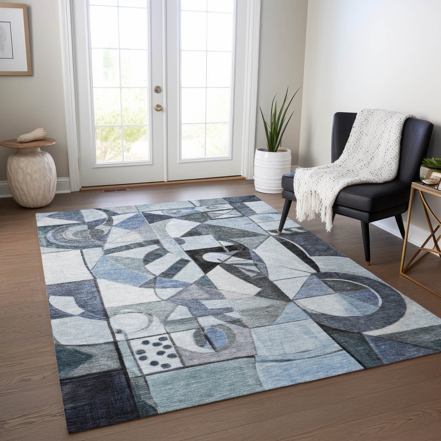 Addison Rugs Chantille ACN1758DN 8 x 10 (ft) Loomed Denim Rectangular Indoor/Outdoor Machine washable Pet Friendly Area rug