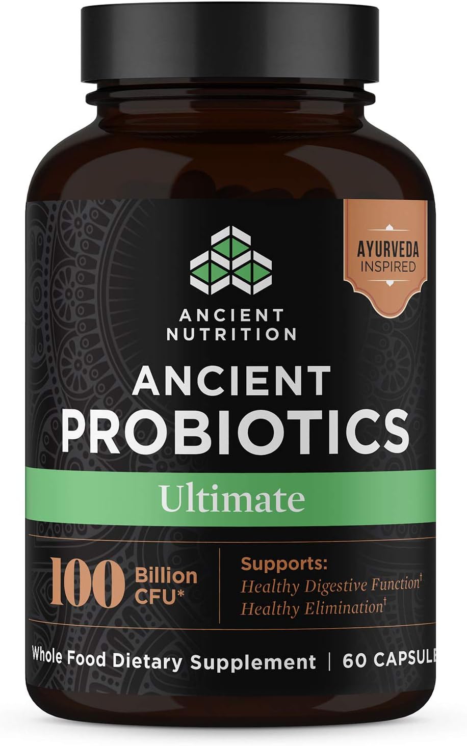 Ancient Nutrition Probiotics, Probiotics Ultimate 100 Billion CFUs*/Serving, Digestive and Immune Support, Gluten Free, Ancient Superfoods Blend, 60 Capsules