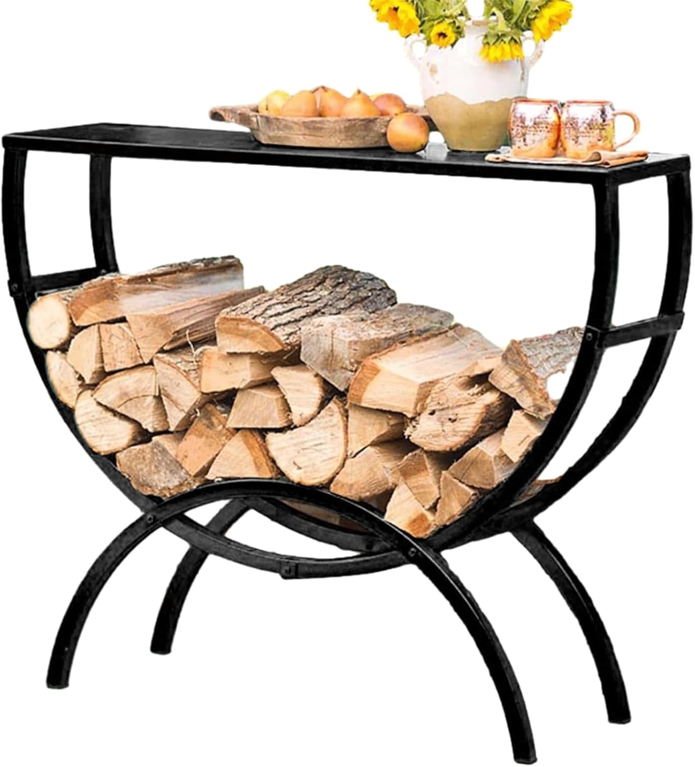 Firewood Holder Firewood Rack Indoor Heavy Duty Wood Holders Firewood Outdoor for Fireplace Metal Lumber Storage Wood Log Store,120cm