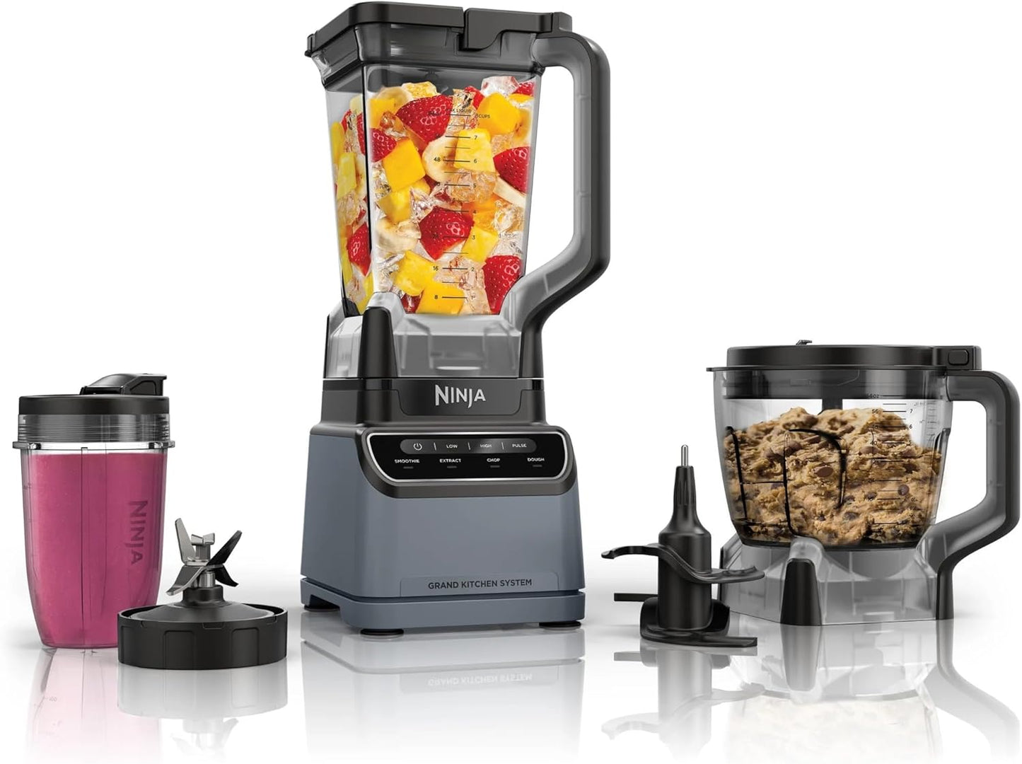 Ninja Grand Kitchen System 1200W Blender Food Processor Combo with Auto-iQ, 72oz Pitcher, 8-Cup Bowl for Smoothies & Dough