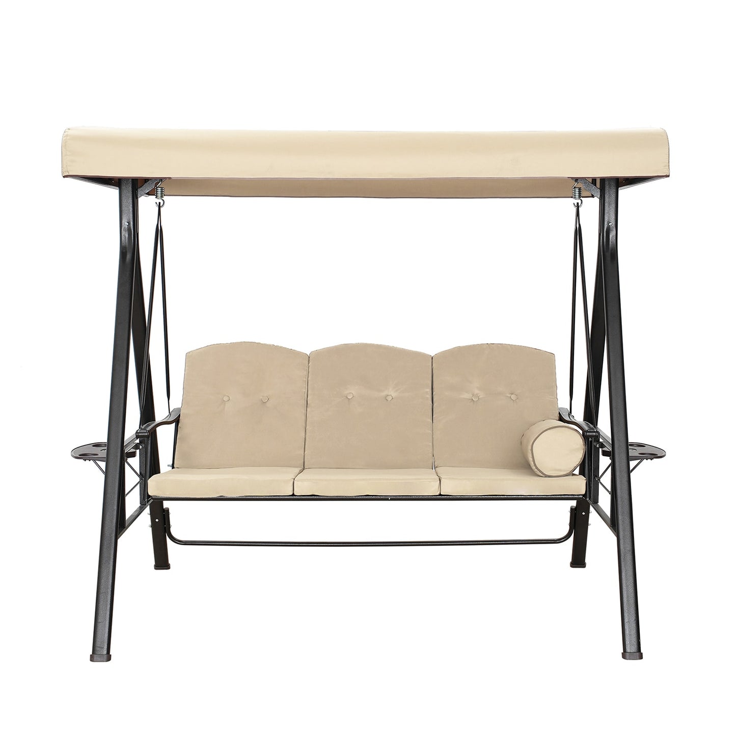 Dimakai 3 -person Beige Iron Outdoor Swing