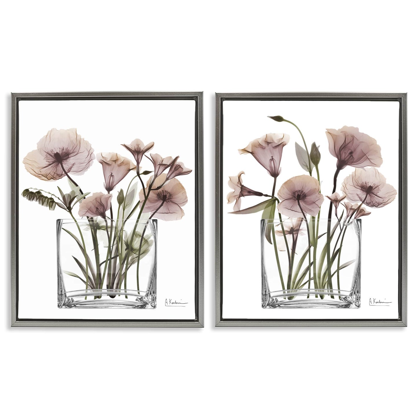 Stupell Industries Earthy Infatuation Bouquet 2pc Floating Frame Set Design by Albert Koetsier