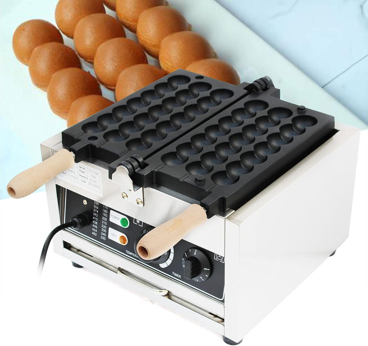 Commercial Electric Waffle Bites Maker, 1500W Bubble Waffle Ball Machine Nonstick Waffle Balls Maker Iron Popular Snack Equipment For Bakeries, Restaurants, And So On