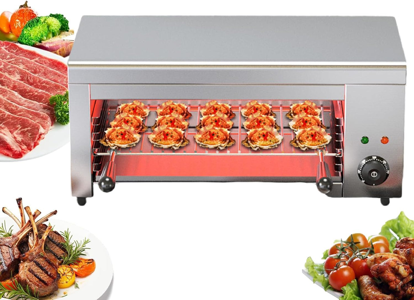 Salamander Broiler Countertop Grill, 2000W Stainless Steel Cheese Melter Machine, Countertop Salamander Broiler for Restaurant Kitchen Home Toast Sandwiches