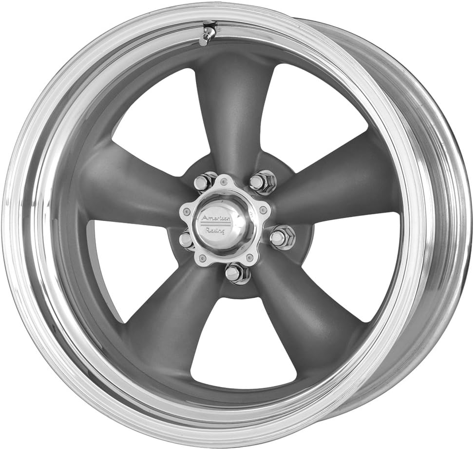American Racing VN215 Classic Torq Thrust II 1 Pc Mag Gray Wheel with Center Polished Barrel 15x7in 5x120.7mm -6mm offset