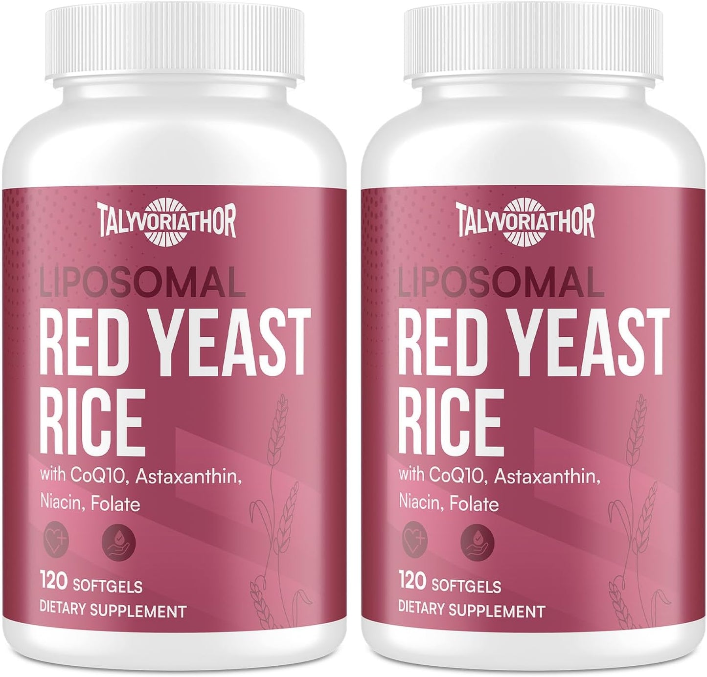Talyvoriathor Liposomal Red Yeast Rice 1200mg with CoQ10 & Astaxanthin \u2013 Extra Strength Cholesterol, Cardiovascular & Metabolic Support \u2013 High Absorption \u2013 Citrinin-Free, 120 Softgels (2 Bottle)